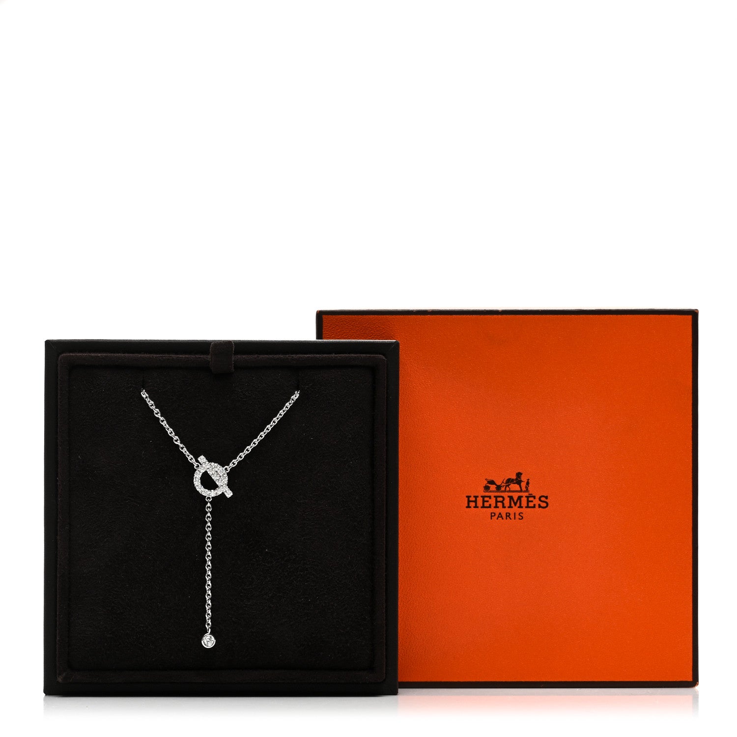 Hermes 18K White Gold Diamond Finesse Lariat Necklace 5 of 5