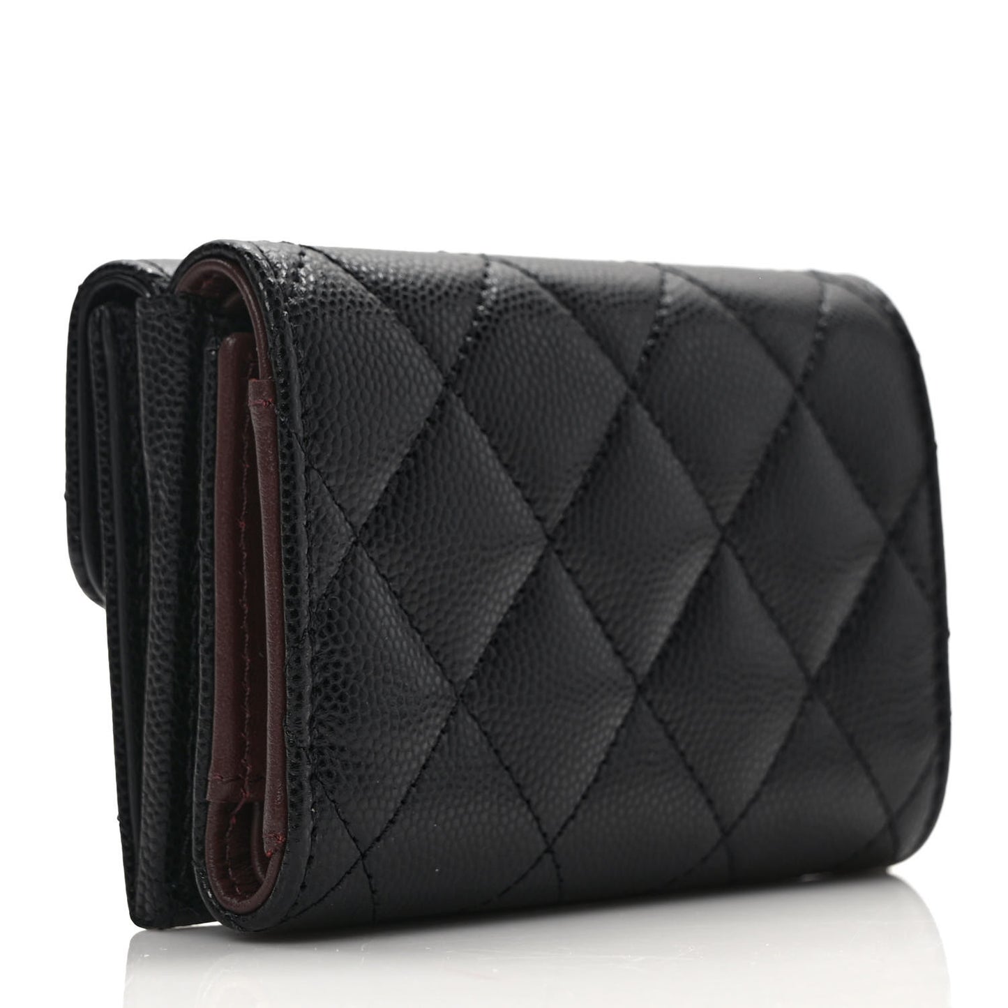 Caviar Quilted Double Flap Wallet Black