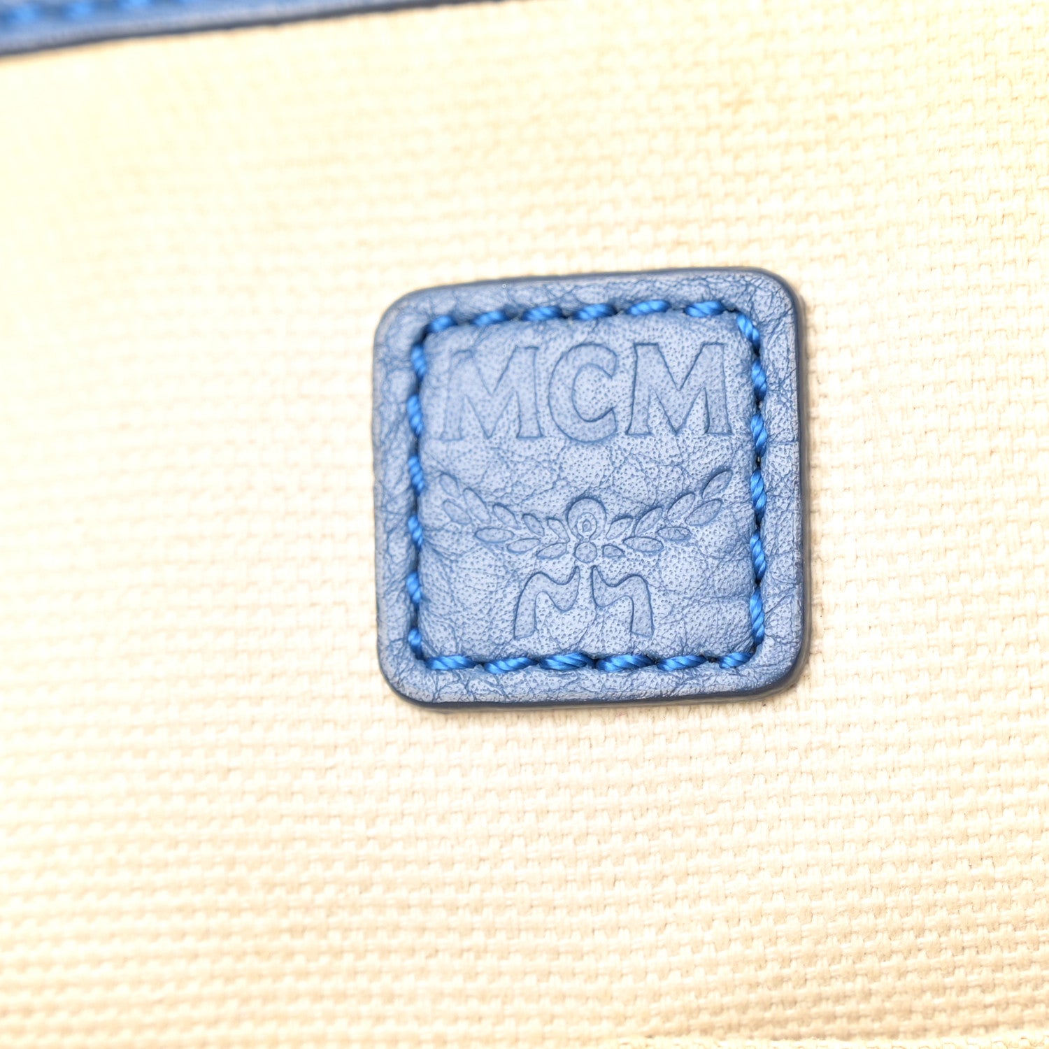 MCM Visetos Medium Top Zip Shopper Tote Blue 6 of 11