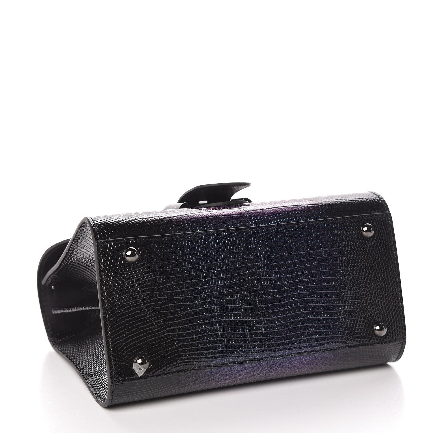 Delvaux Iridescent Lizard Mini Brillant Satchel Black 6 of 11