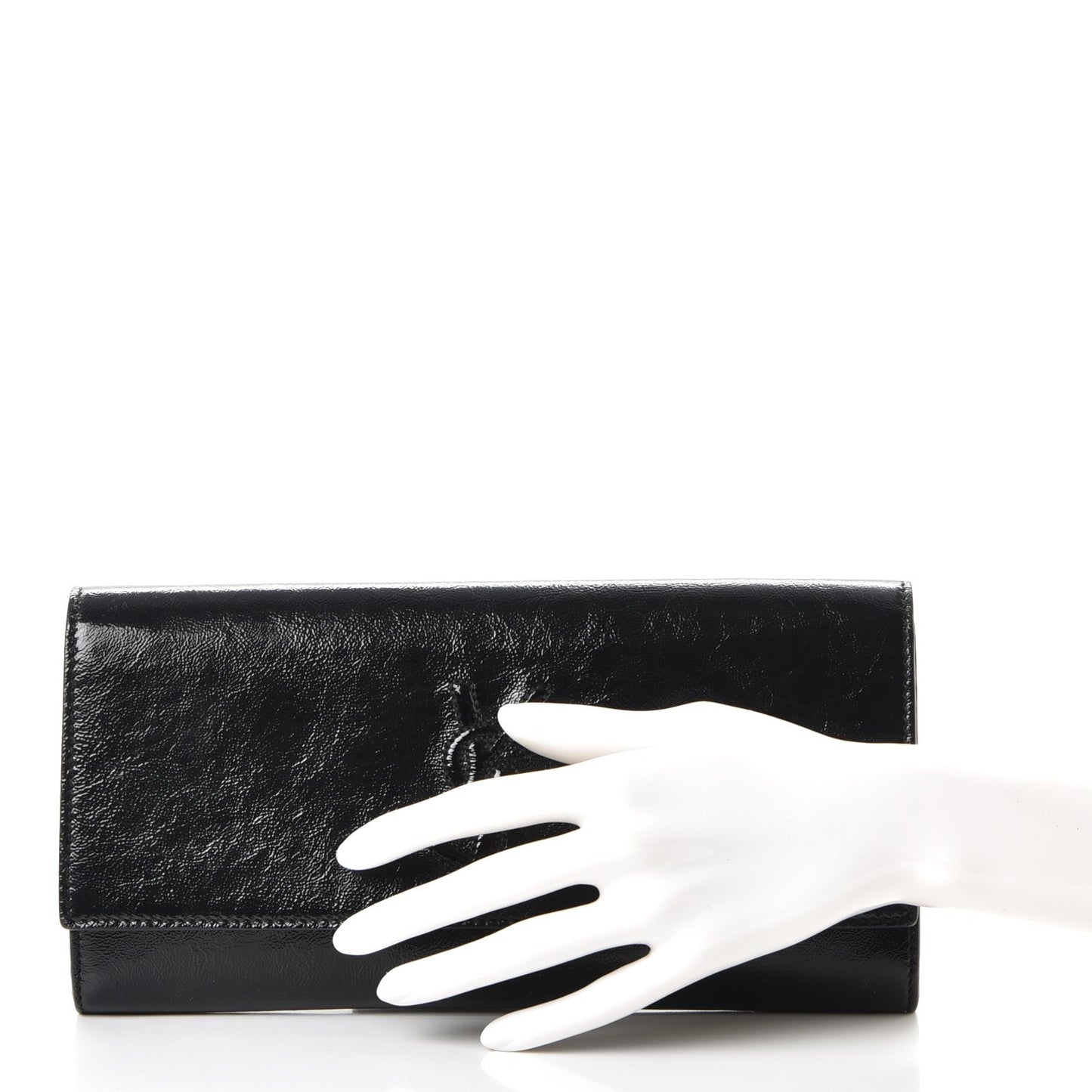 Textured Patent Monogram Small Belle De Jour Clutch Black