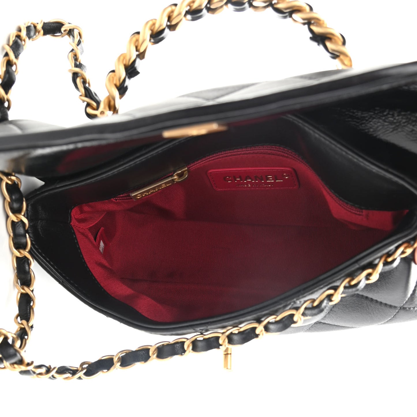 Lambskin Quilted Small La Parisienne Top Handle Flap Black