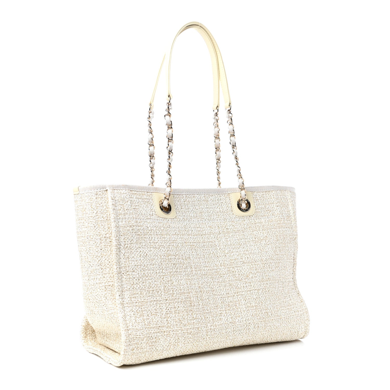 Chanel Lurex Boucle Small Deauville Tote White 3 of 10