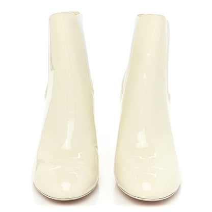 Chanel Lambskin Patent Cap Toe Ankle Boots 38.5 White 4 of 9