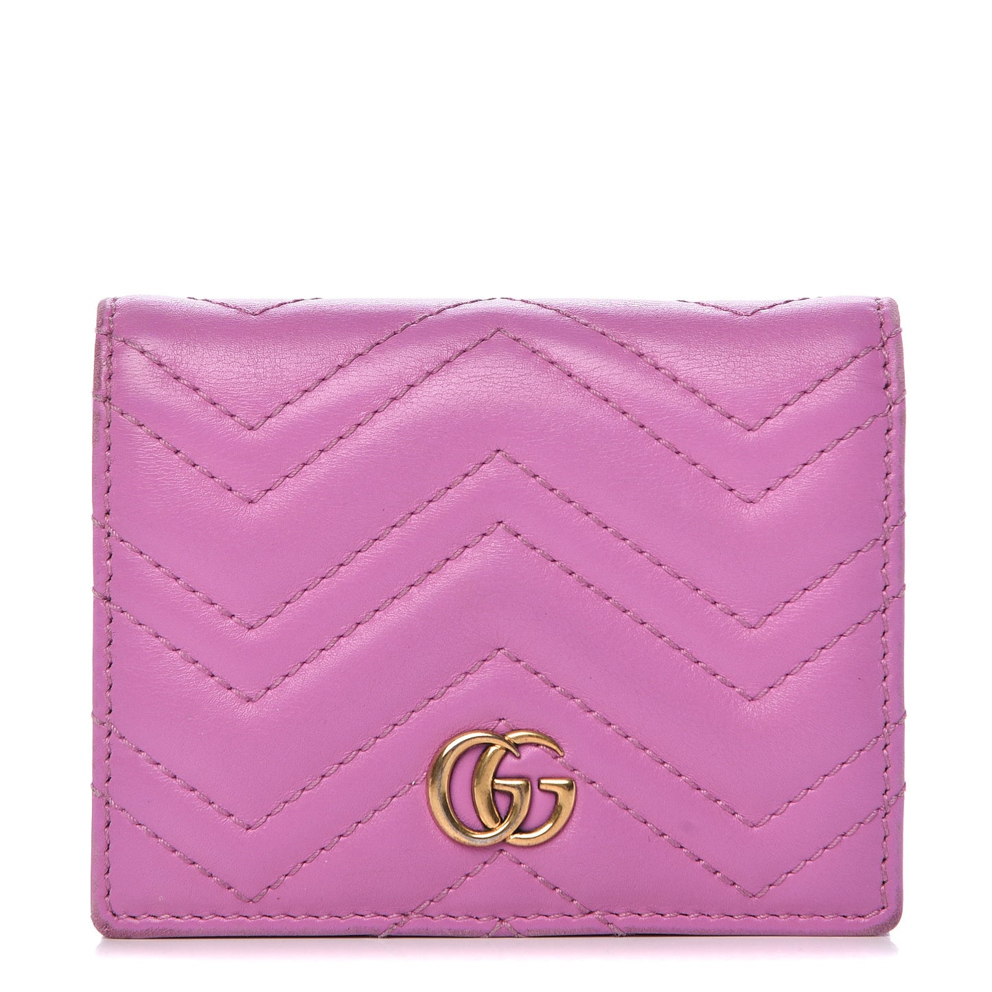 Calfskin Matelasse GG Marmont Card Case Candy Mousse