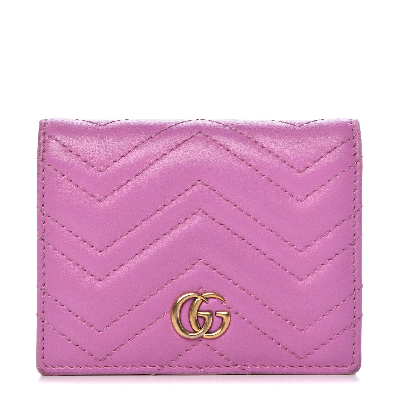 Gucci Calfskin Matelasse GG Marmont Card Case Candy Mousse 1 of 15