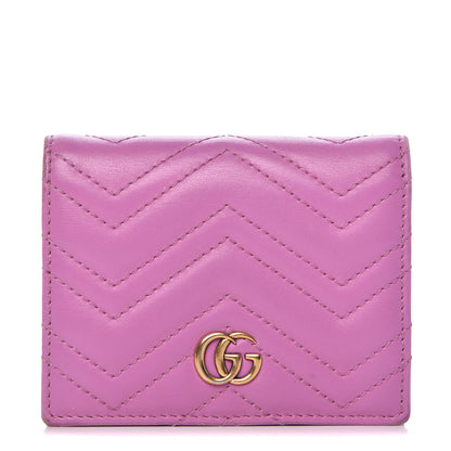 Gucci Calfskin Matelasse GG Marmont Card Case Candy Mousse 1 of 15