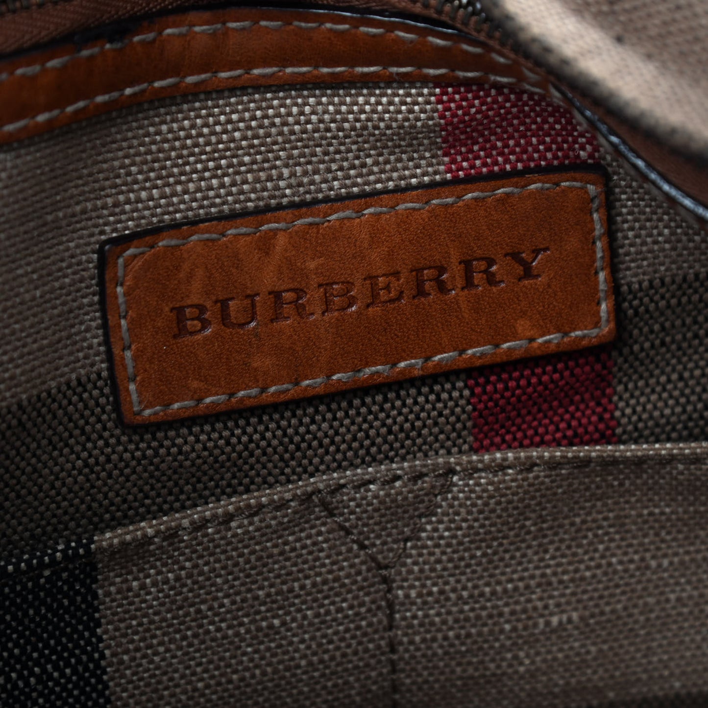 Canvas Mega Check Medium Tottenham Brit Tote Saddle Brown
