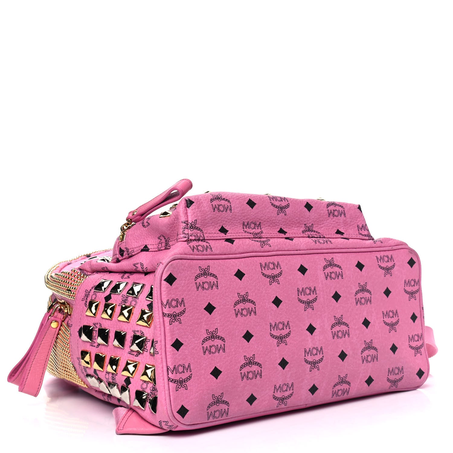 MCM Visetos Studded Medium Stark M Backpack Pink 3 of 10