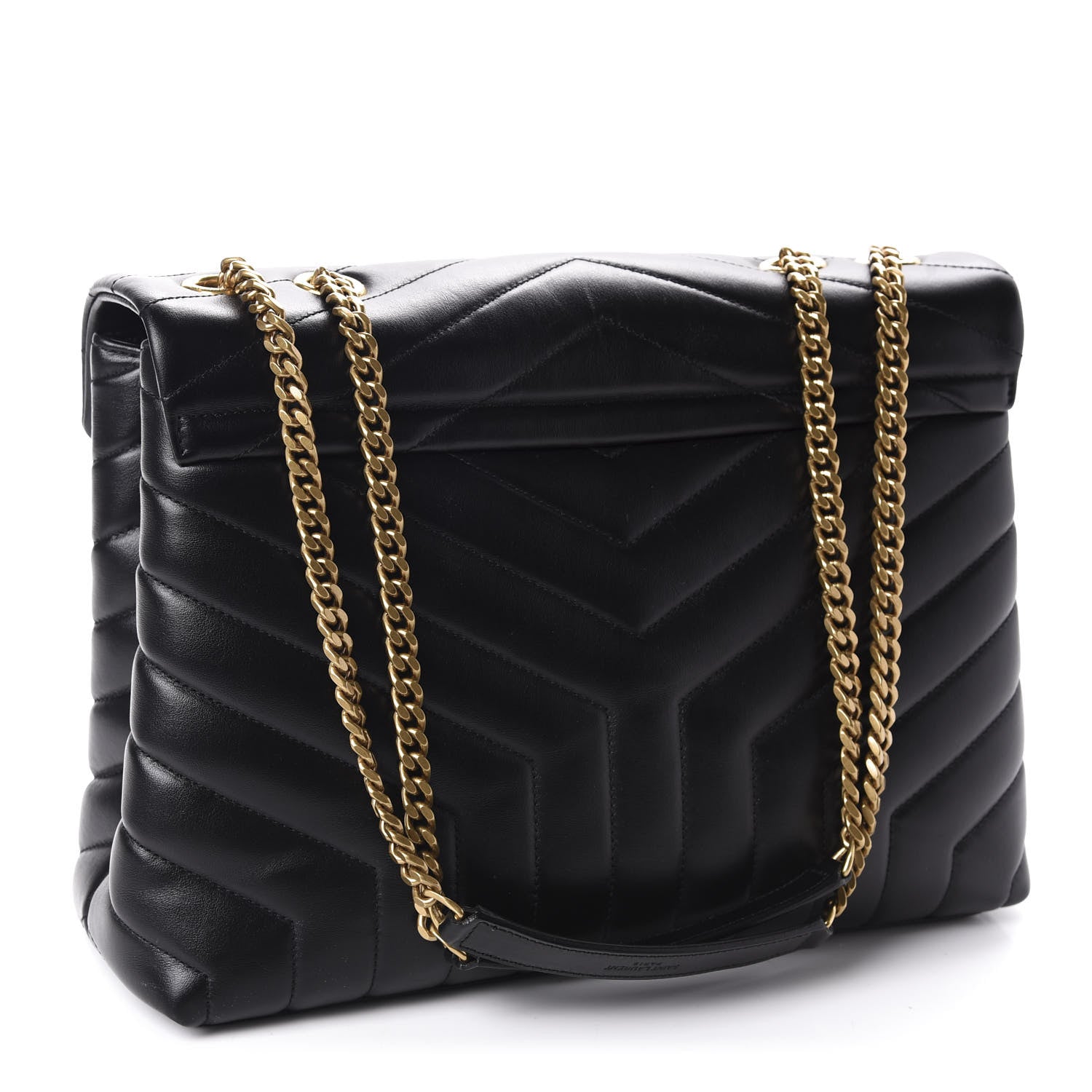 Saint Laurent Calfskin Y Quilted Monogram Medium Loulou Chain Satchel Black 3 of 11