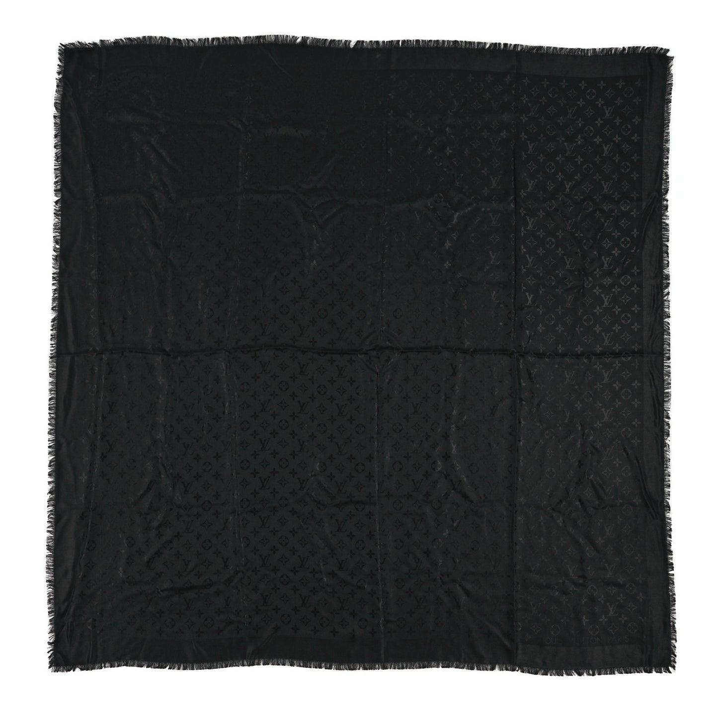 Silk Wool Monogram Shawl Black