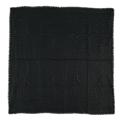Louis Vuitton Silk Wool Monogram Shawl Black 1 of 4