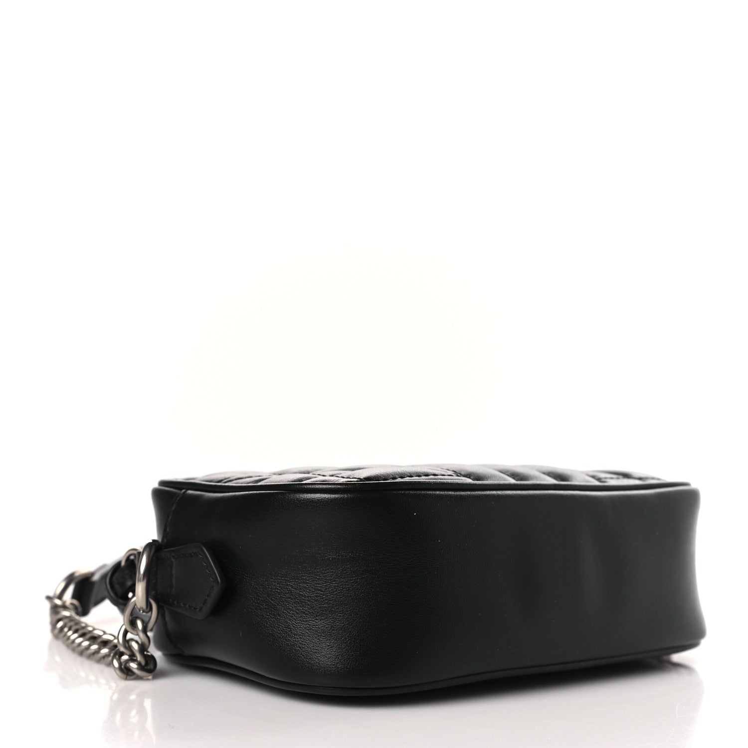 Gucci Calfskin Matelasse Aria Mini GG Marmont Chain Shoulder Bag Black 4 of 8