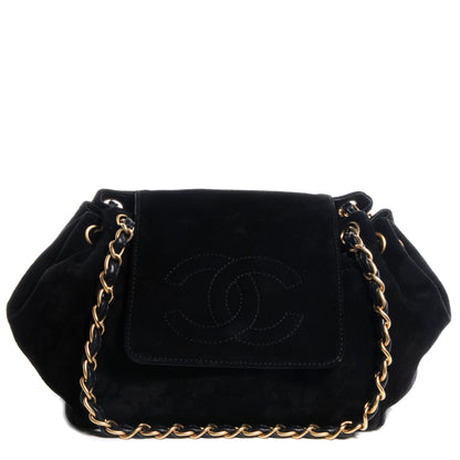 Chanel Suede Accordion Flap Black 1 of 8