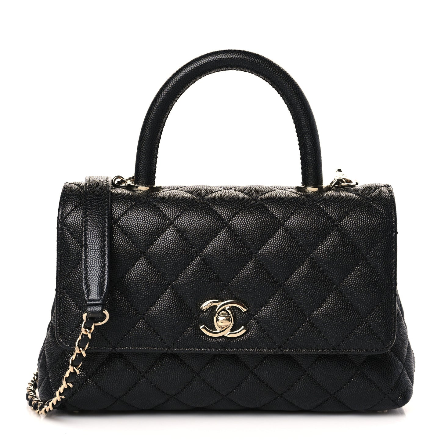Caviar Quilted Mini Coco Handle Flap Black