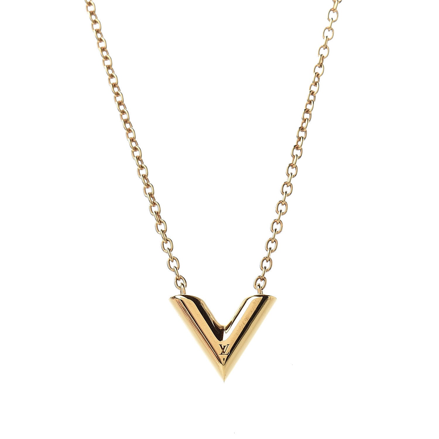 Louis Vuitton Essential V Necklace Gold 6 of 7