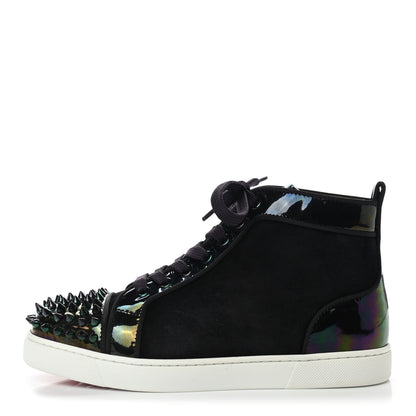 Christian Louboutin Patent Calfskin Suede Lou Spikes Womens Orlato Flat Sneakers 37 Black 1 of 8