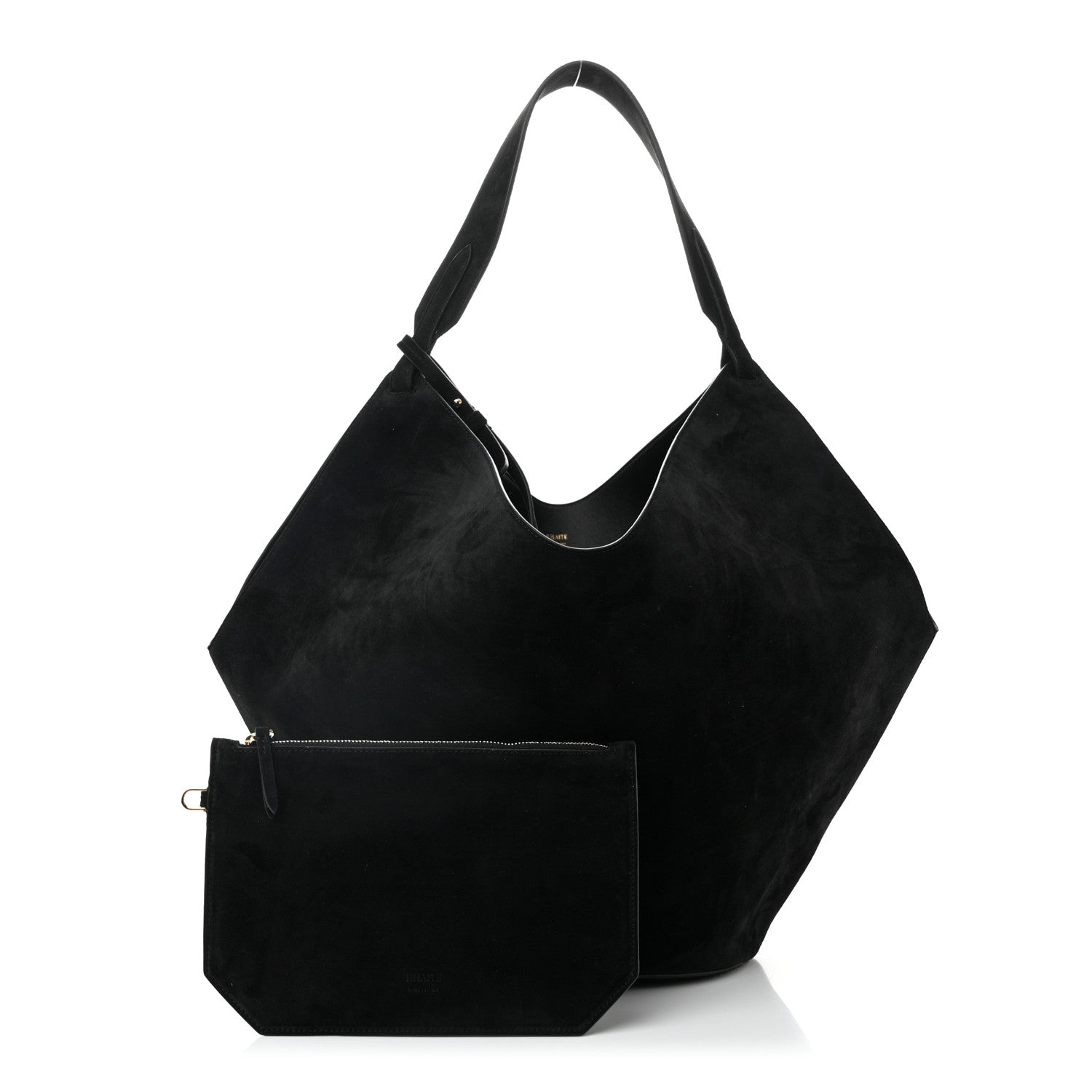 Khaite Suede Calfskin Medium Lotus Tote Black 3 of 10