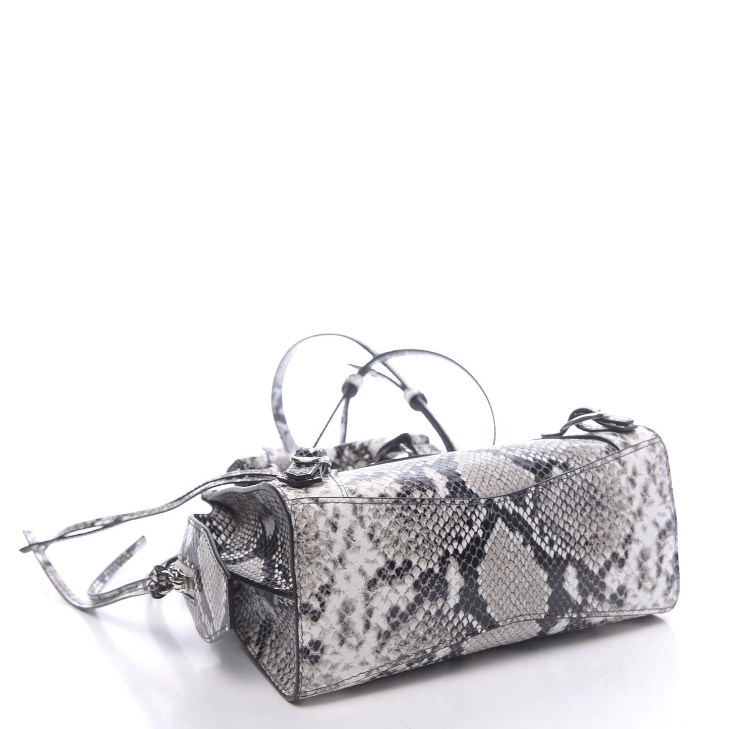 Grained Calfskin Snake Effect Neo Classic Silver Hardware Mini City Black White