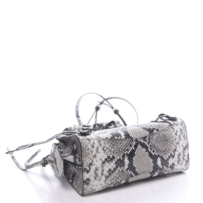 Balenciaga Grained Calfskin Snake Effect Neo Classic Silver Hardware Mini City Black White 4 of 10