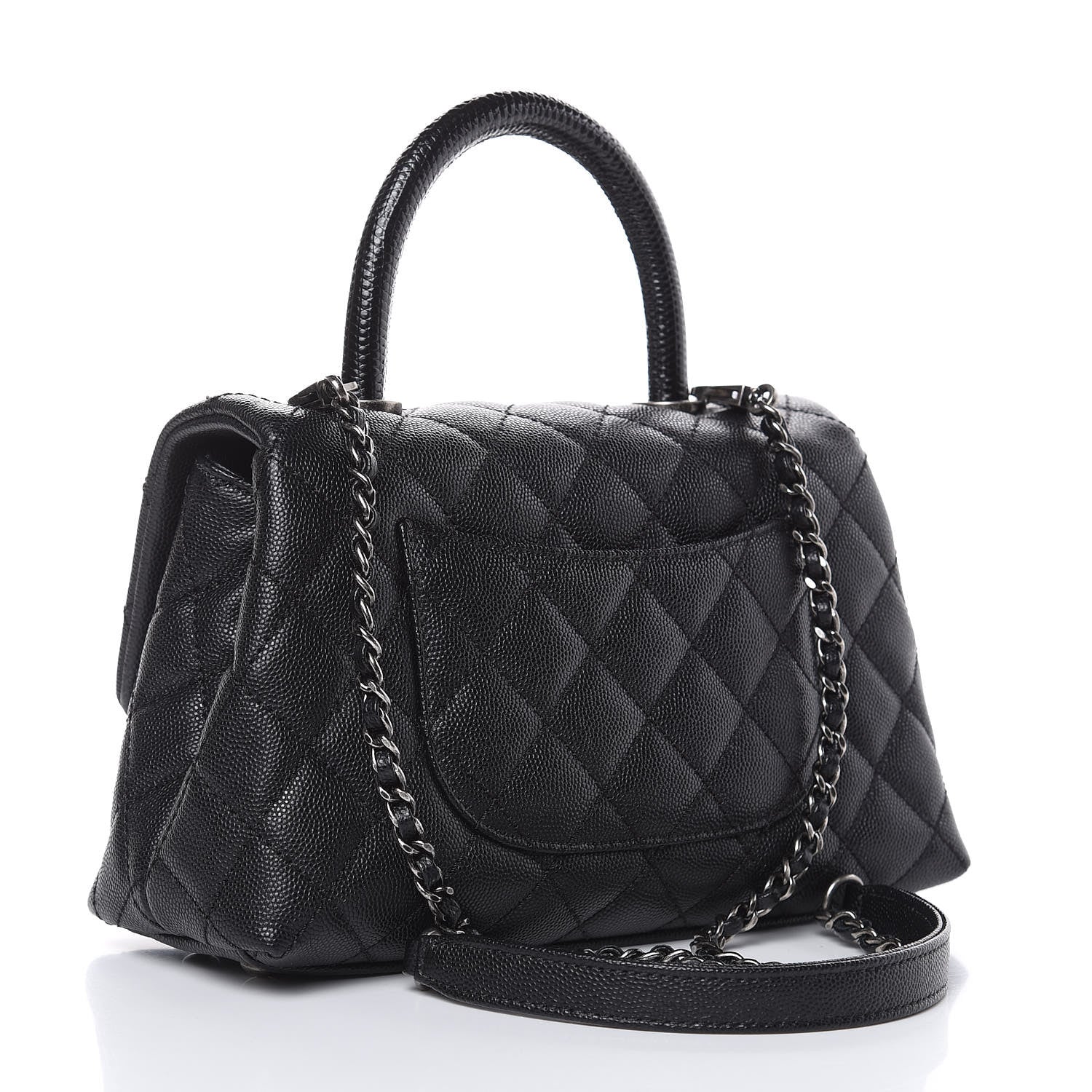 Chanel Caviar Lizard Quilted Mini Coco Handle Flap Black 3 of 10