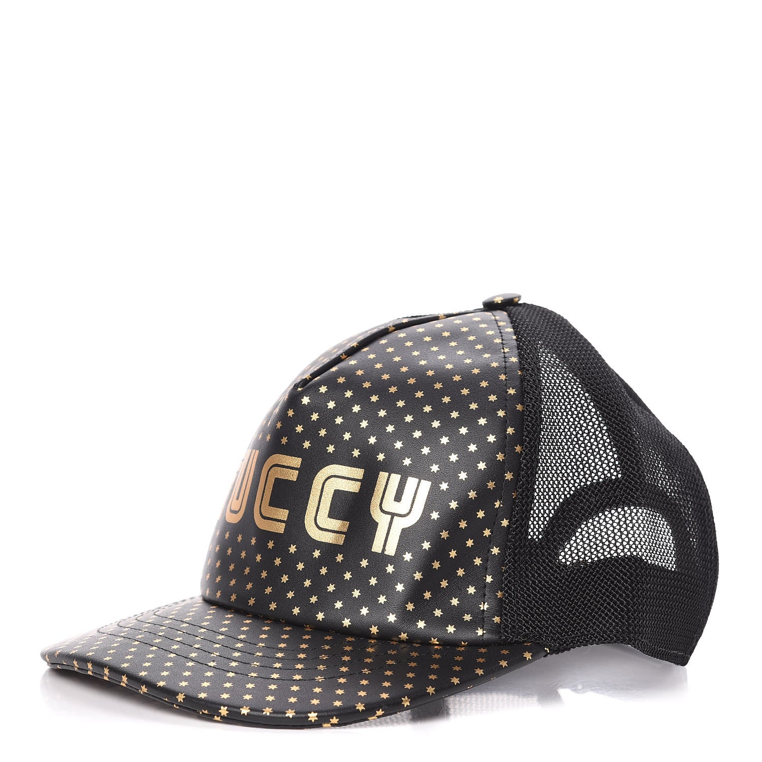 Gucci X SEGA Calfskin GUCCY Stars Baseball Hat S Black Gold 1 of 7
