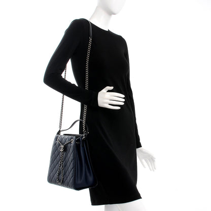 Chanel Caviar Quilted Medium CC Bucket Bag Dark Blue 2 of 8