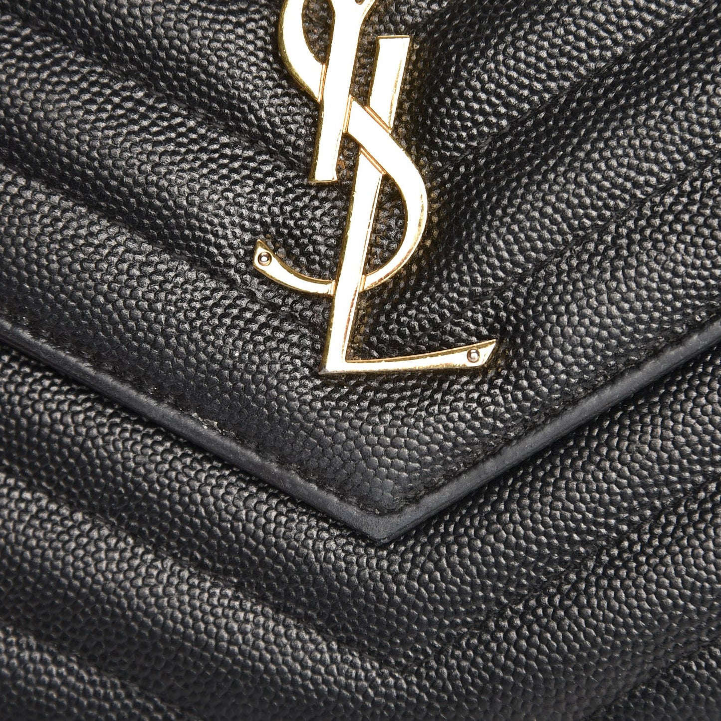 Grain De Poudre Matelasse Chevron Monogram Chain Wallet Black