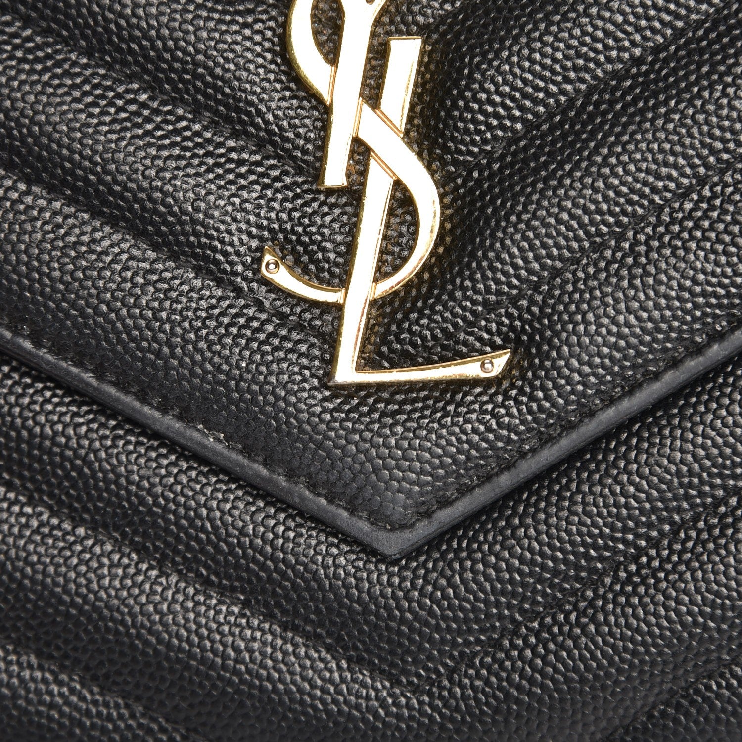 Saint Laurent Grain De Poudre Matelasse Chevron Monogram Chain Wallet Black 8 of 13