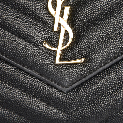 Saint Laurent Grain De Poudre Matelasse Chevron Monogram Chain Wallet Black 8 of 13