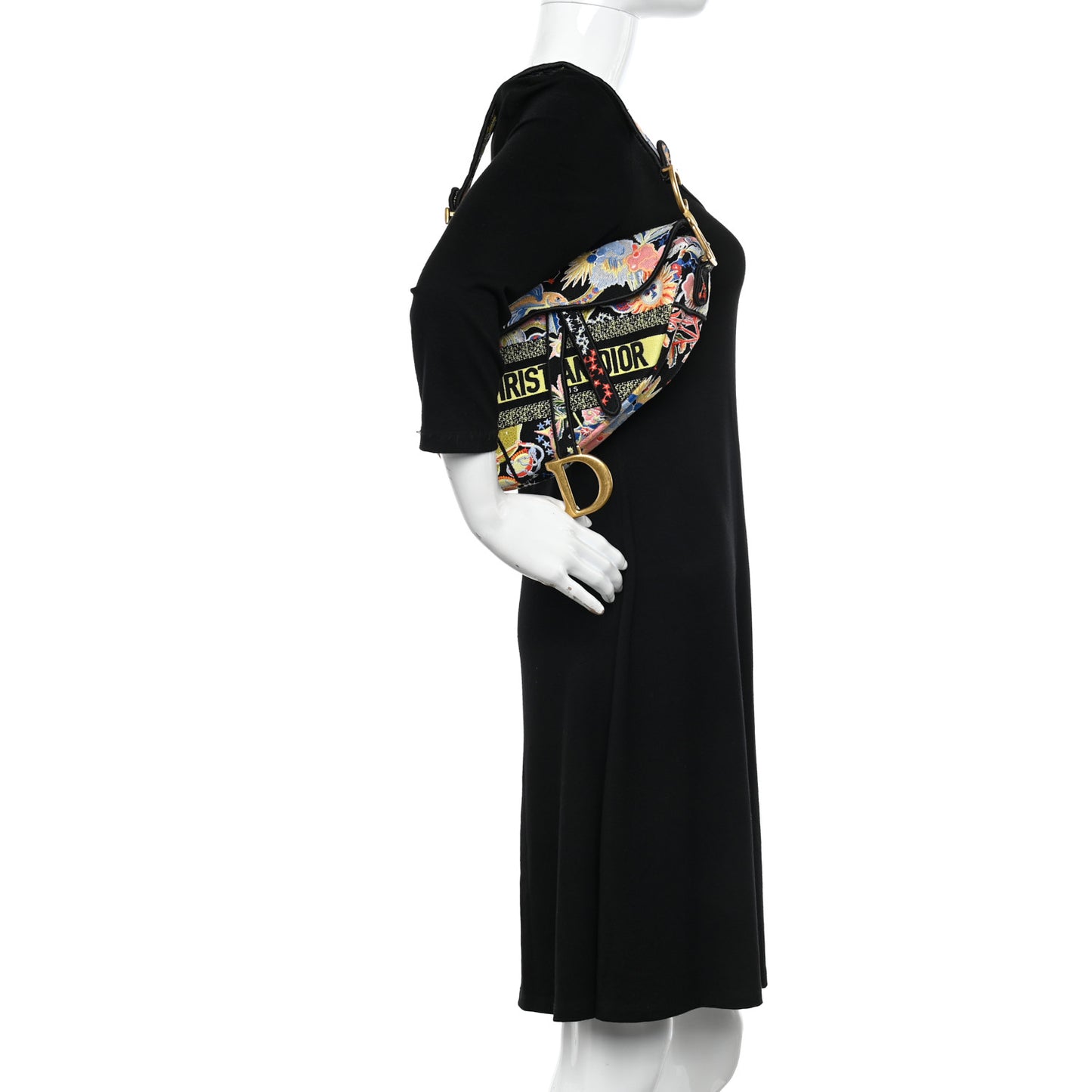 Canvas Embroidered Zodiac Fantastico Saddle Bag Black Multicolor
