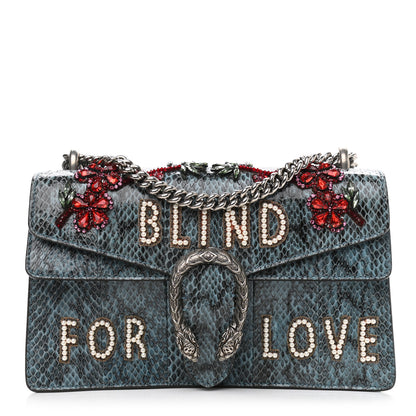Gucci Snakeskin Blind For Love Embroidered Small Dionysus Shoulder Bag Ultramarine Multicolor 1 of 11