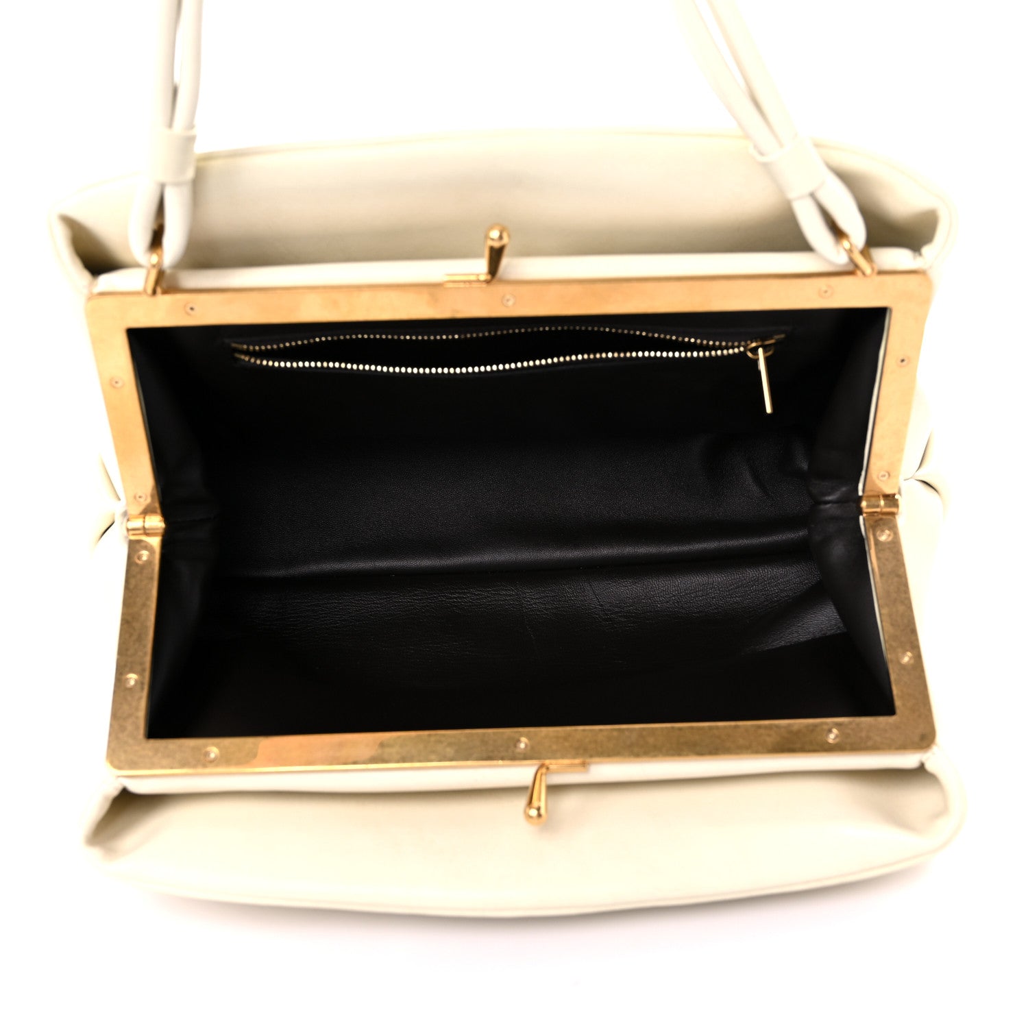 Celine Smooth Calfskin Eyelet Small Top Handle Bag White 5 of 16