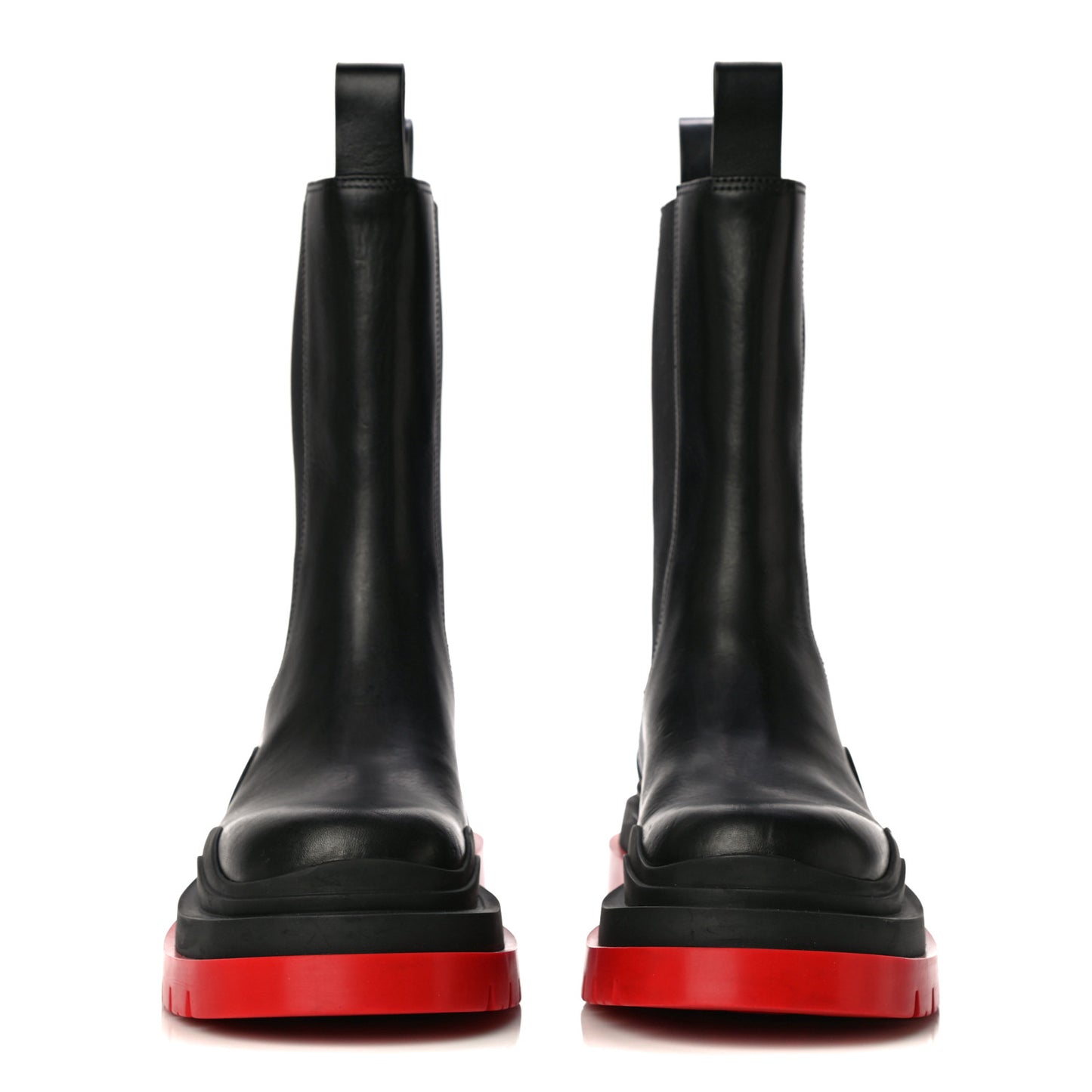 Calfskin The Tire Chelsea Boots 36.5 Black Bright Red