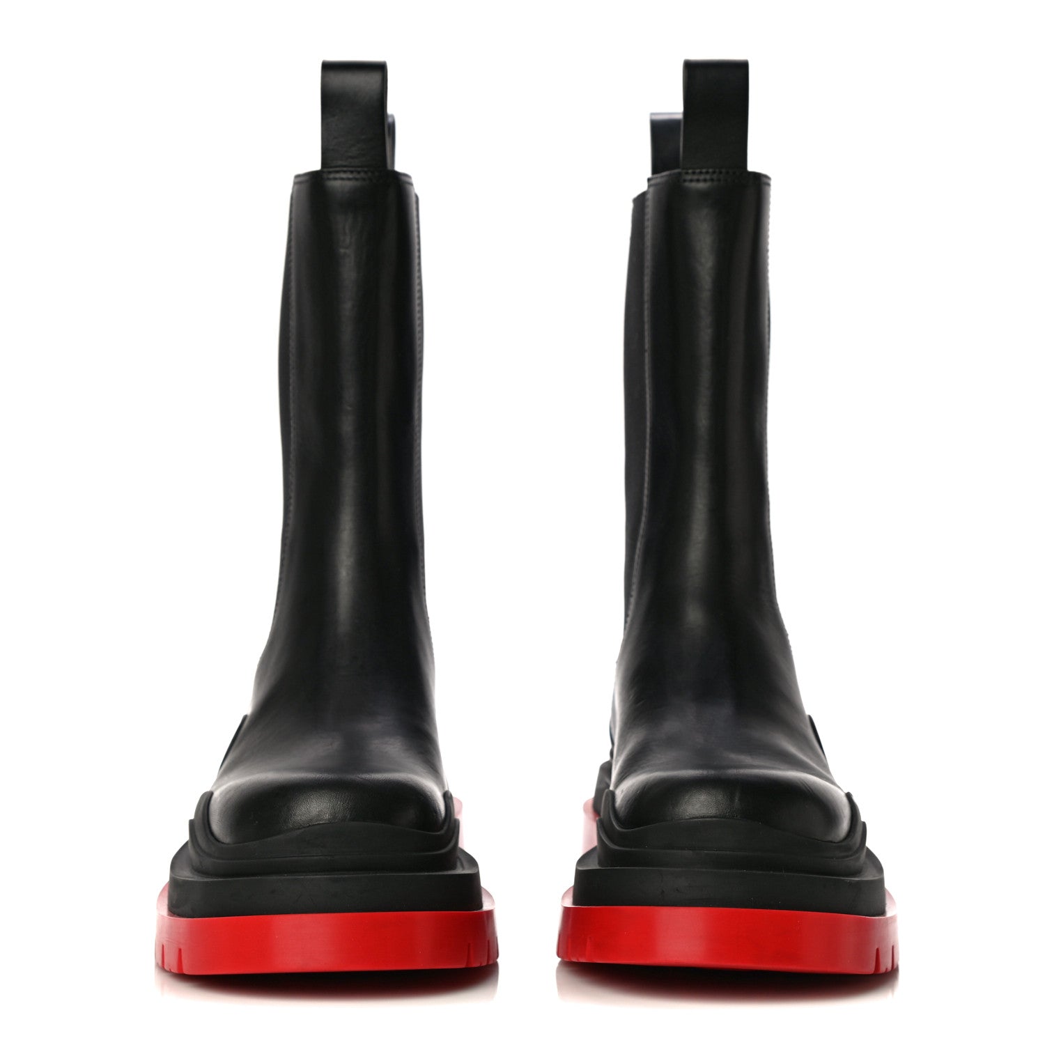 Bottega Veneta Calfskin The Tire Chelsea Boots 36.5 Black Bright Red 2 of 26