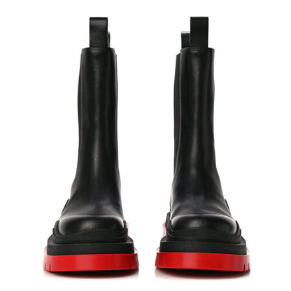 Bottega Veneta Calfskin The Tire Chelsea Boots 36.5 Black Bright Red 2 of 26