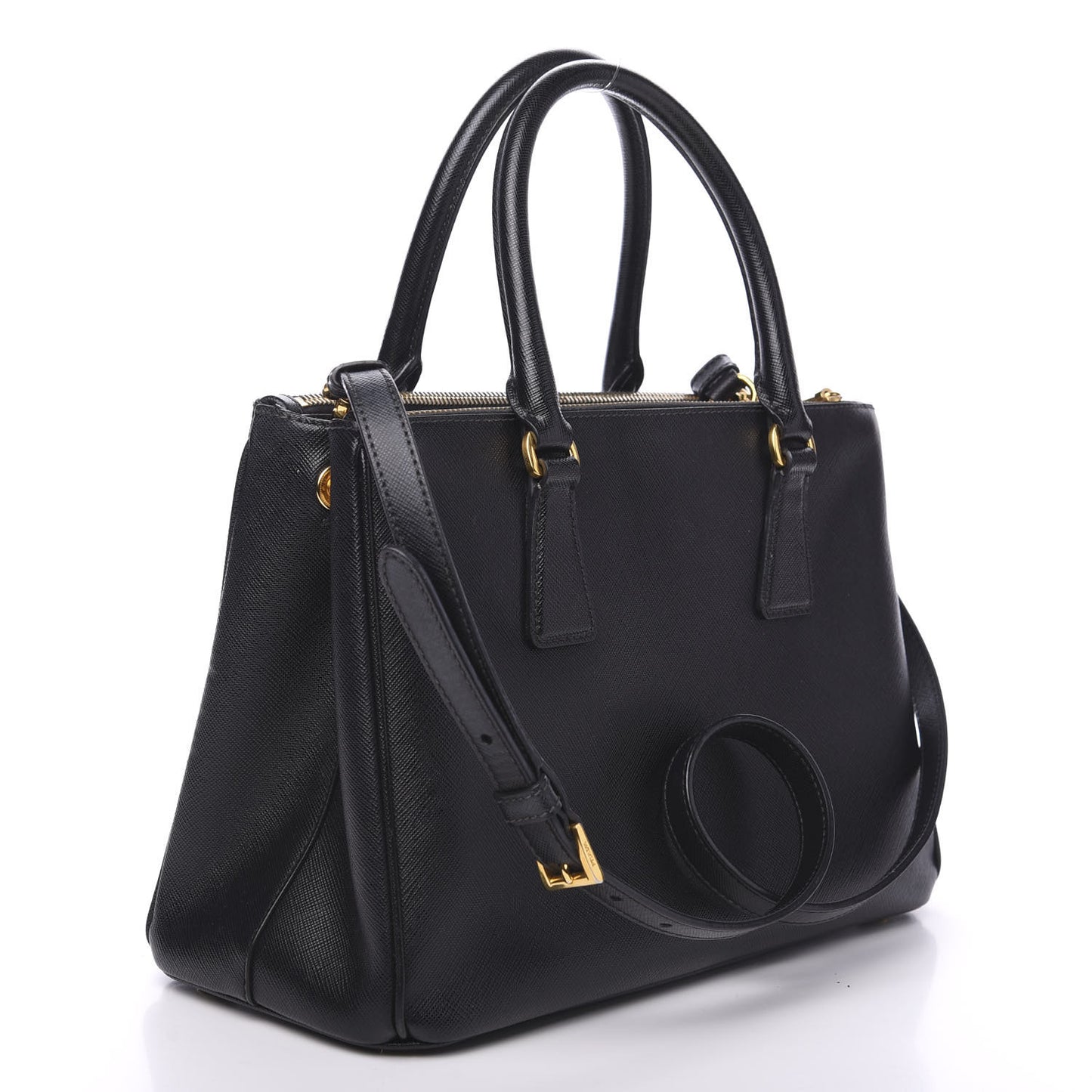 Saffiano Small Galleria Double Zip Tote Black