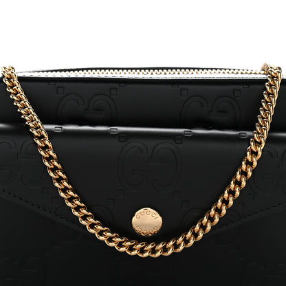 Gucci Calfskin GG Super Mini Debossed Chain Wallet Black 8 of 10