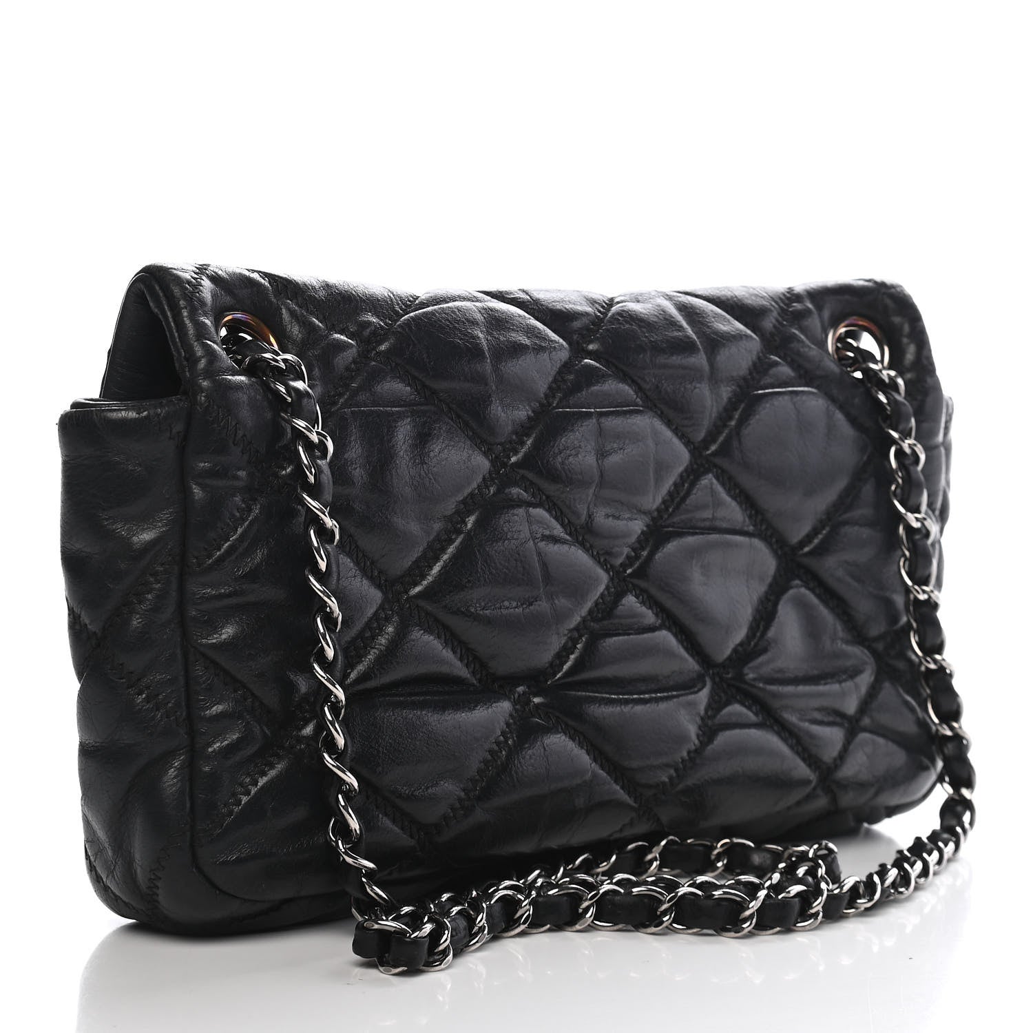 Chanel Calfskin Small Bubble Quilt Flap Black 3 of 9