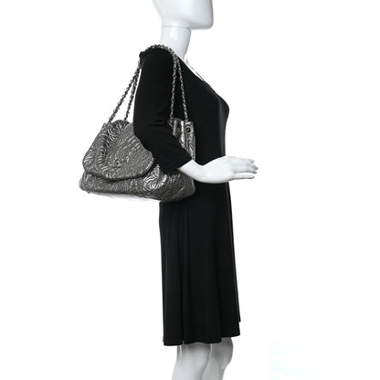 Chanel Vinyl Graphic Edge Accordion Flap Bag Silver 2 of 11
