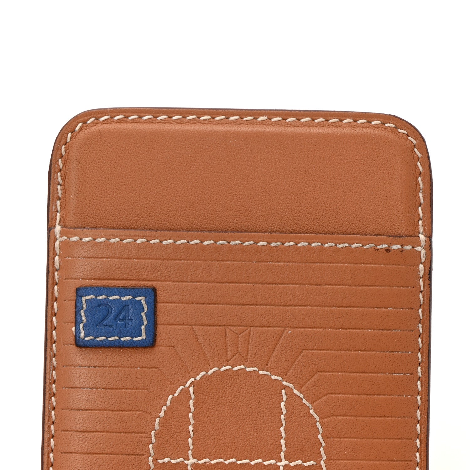Hermes Swift Stitched Faubourg MagSafe Card Holder Gold Bleu De France Orange 8 of 9
