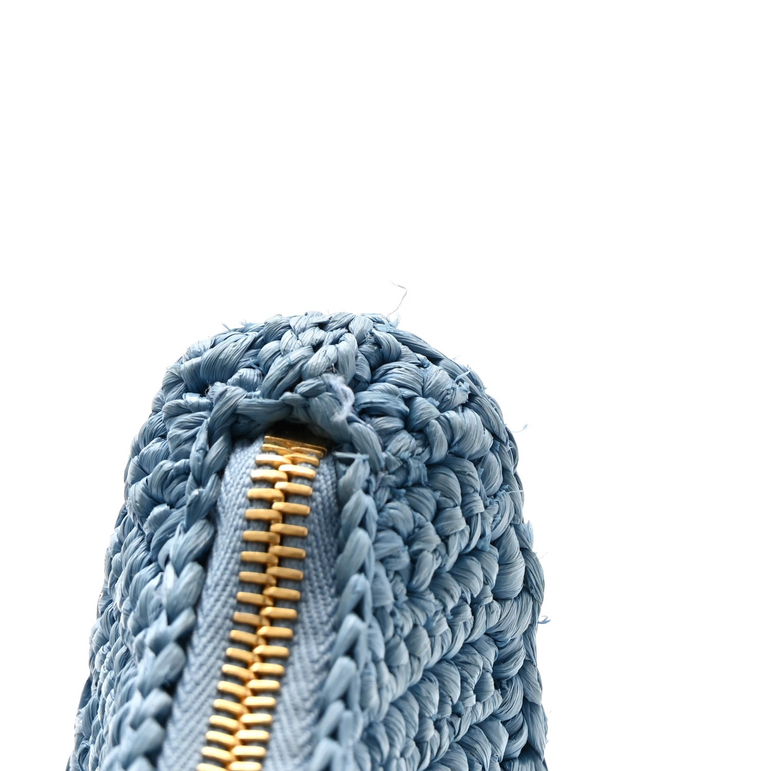 Prada Yarn Raffia Effect Crochet Re-Edition 2005 Shoulder Bag Celeste 12 of 14