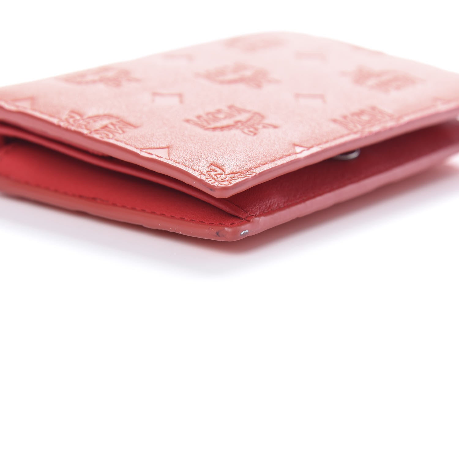 MCM Calfskin Ottomar Monogram Bi-Fold Wallet Hot Coral 8 of 10