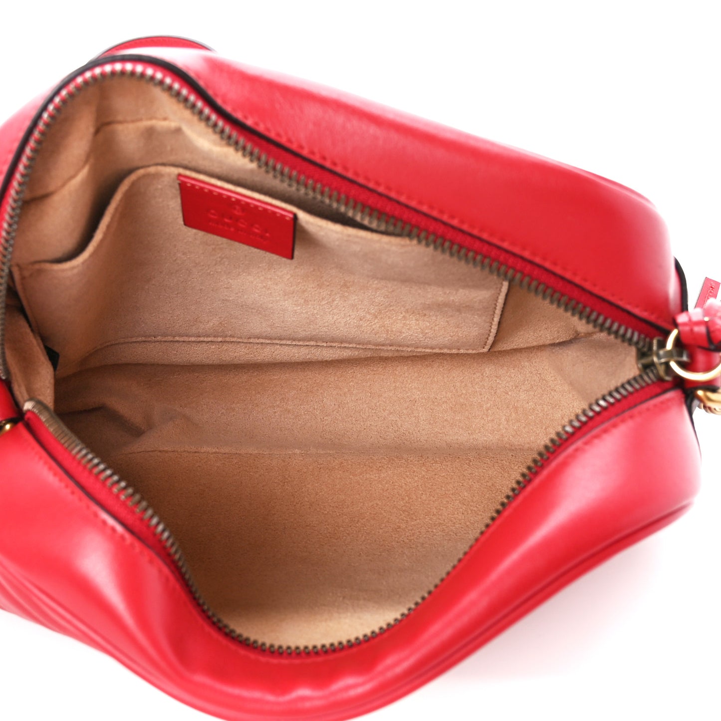 Calfskin Matelasse Small GG Marmont Chain Shoulder Bag Hibiscus Red