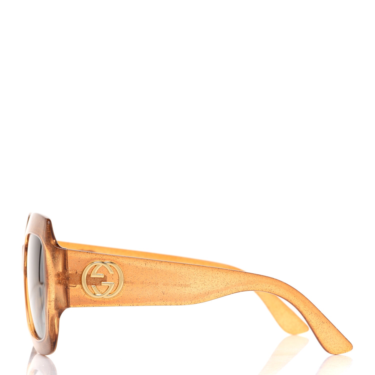 Gucci Acetate Square Frame Sunglasses GG0053S Glitter Gold 3 of 7