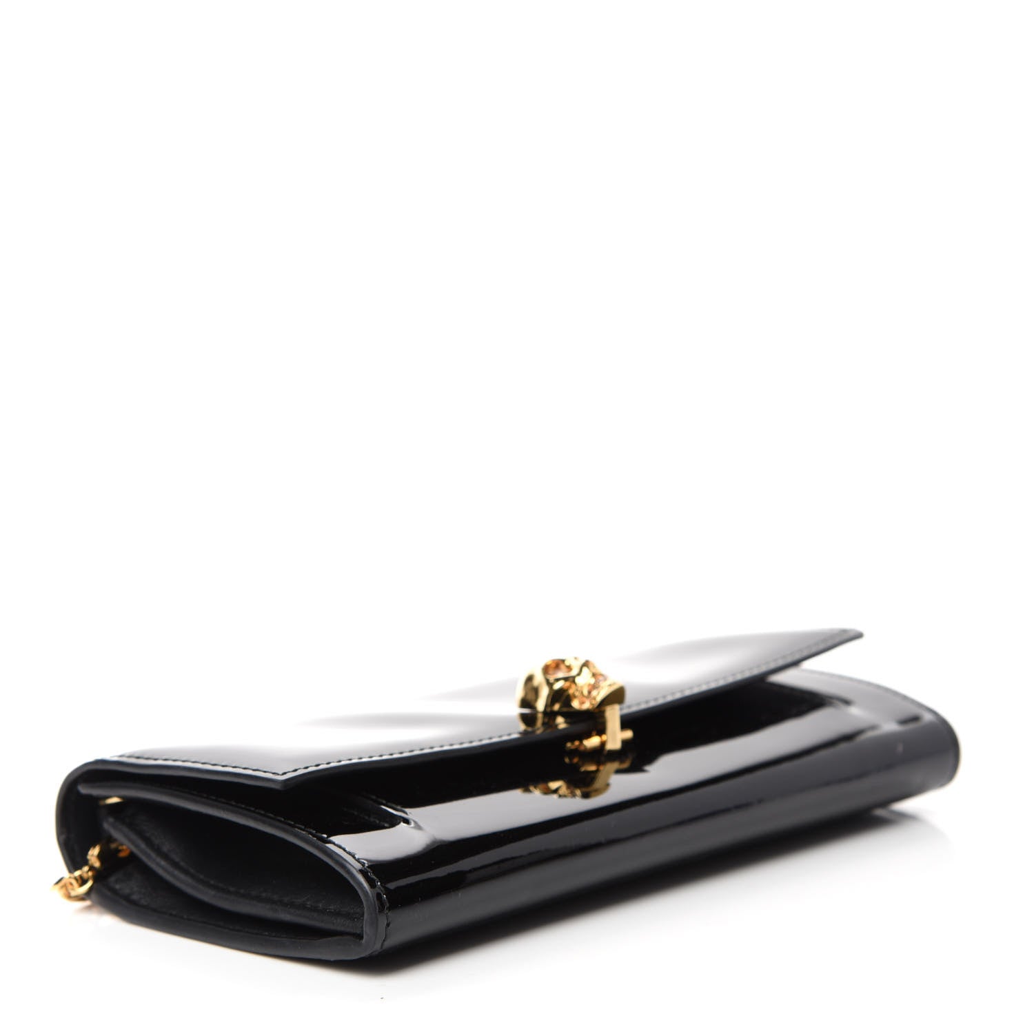 Alexander McQueen Patent Skull Wallet on Chain Black 4 of 9