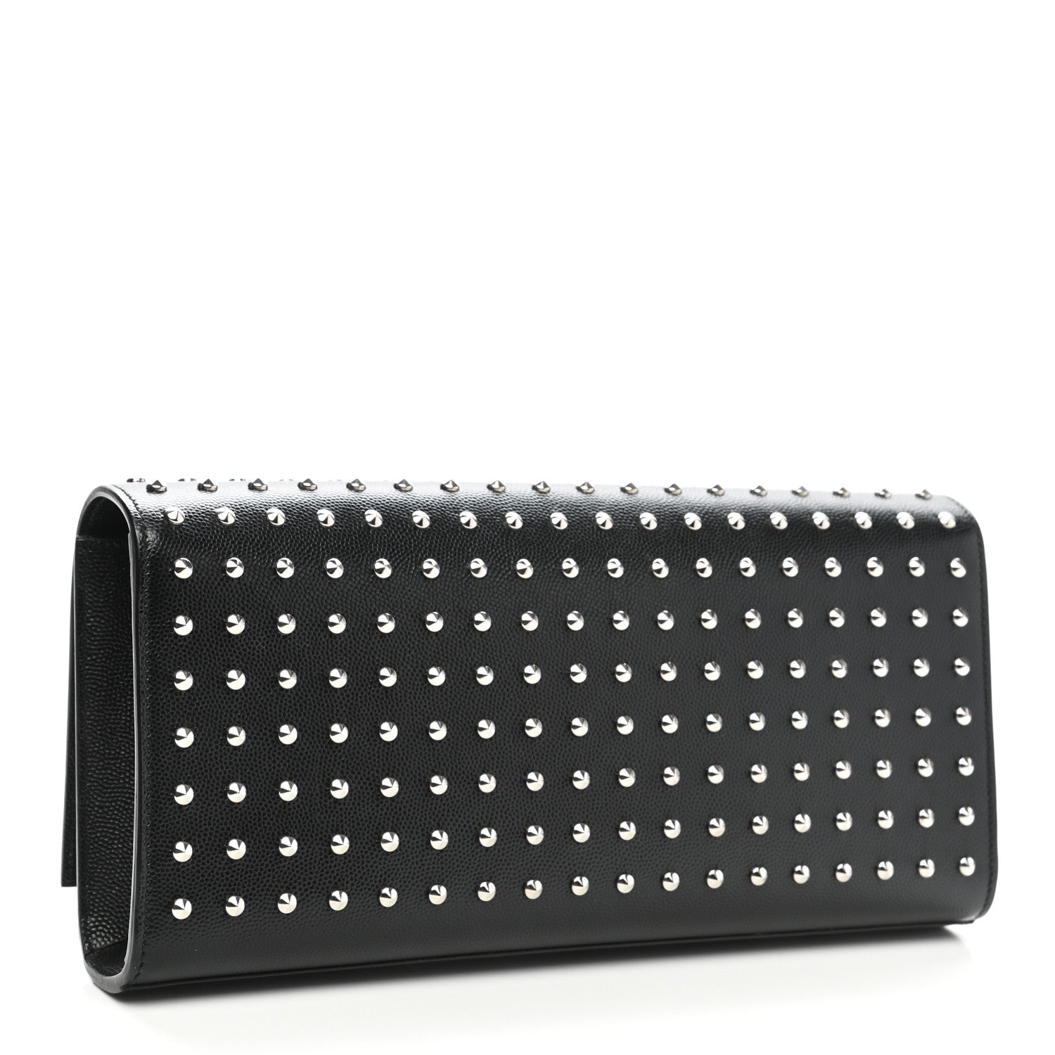 Saint Laurent Grain De Poudre Classic Monogram Studded Clutch Black 3 of 8