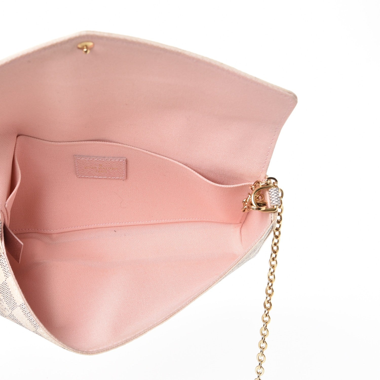 Louis Vuitton Damier Azur Pochette Felicie Chain Wallet Rose Ballerine 7 of 13