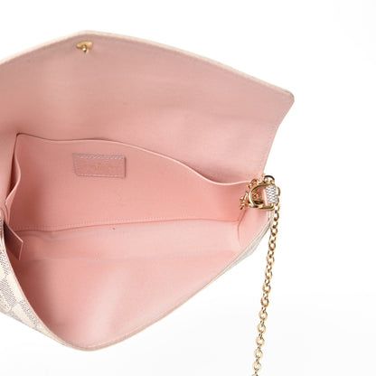 Louis Vuitton Damier Azur Pochette Felicie Chain Wallet Rose Ballerine 7 of 13
