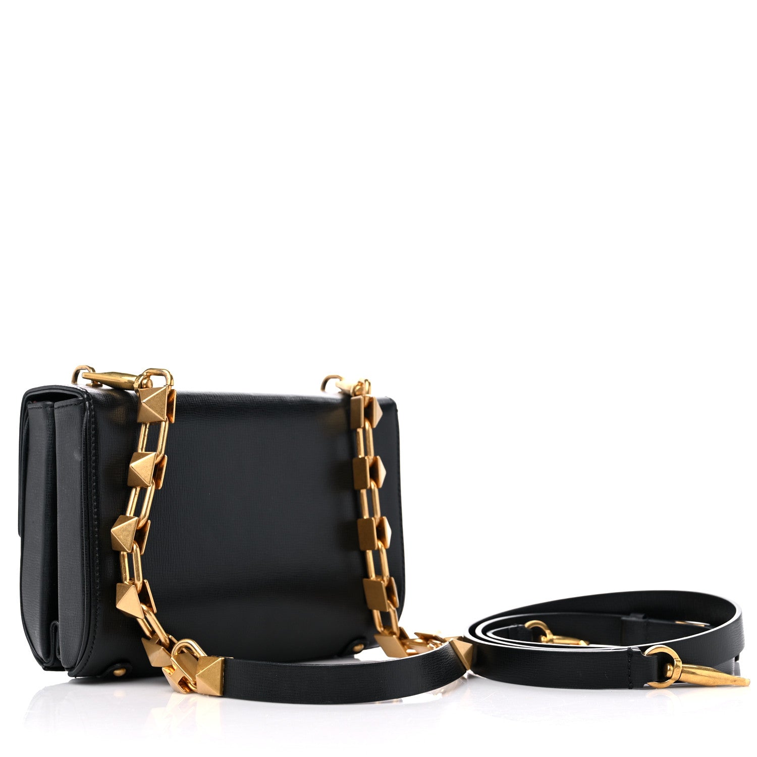 Valentino Garavani Grainy Calfskin Stud Sign Shoulder Bag Black 3 of 14